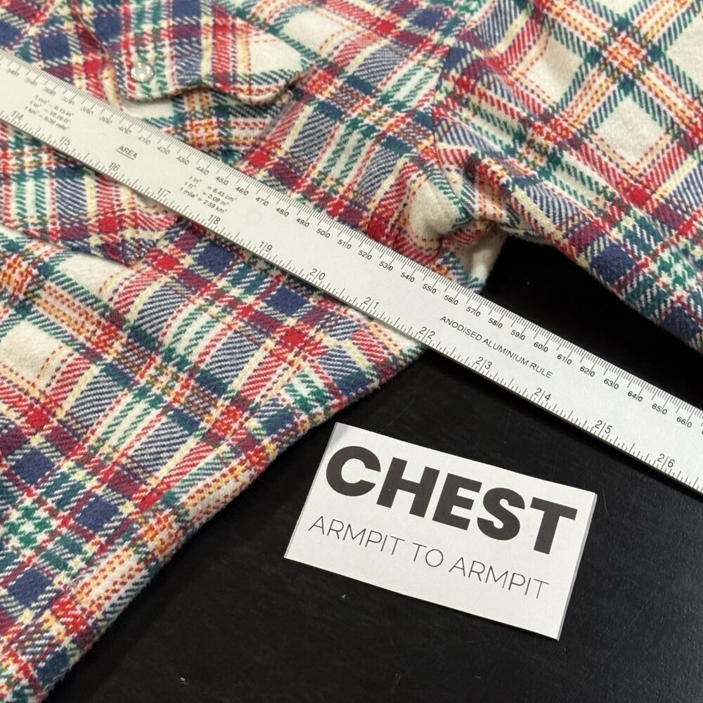 Whiteknuckler Brand Mens Size Medium Heavy Weight Rainbow Plaid Pearl Snap Shirt - Picture 5 of 6